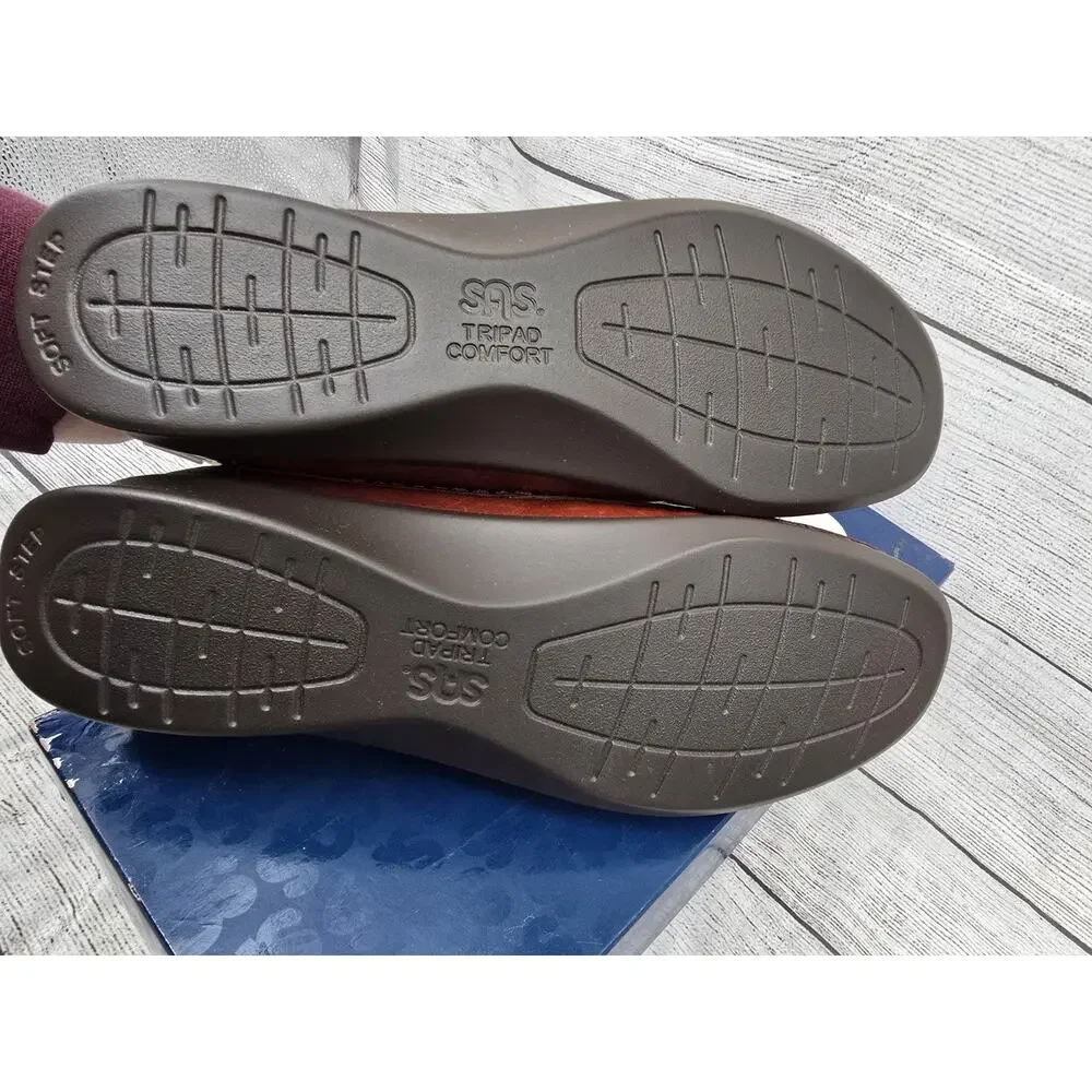SAS Womens Size 8 N Leather Willow Slip On Loafers Walking Shoes Walnut Brown - Picture 9 of 12